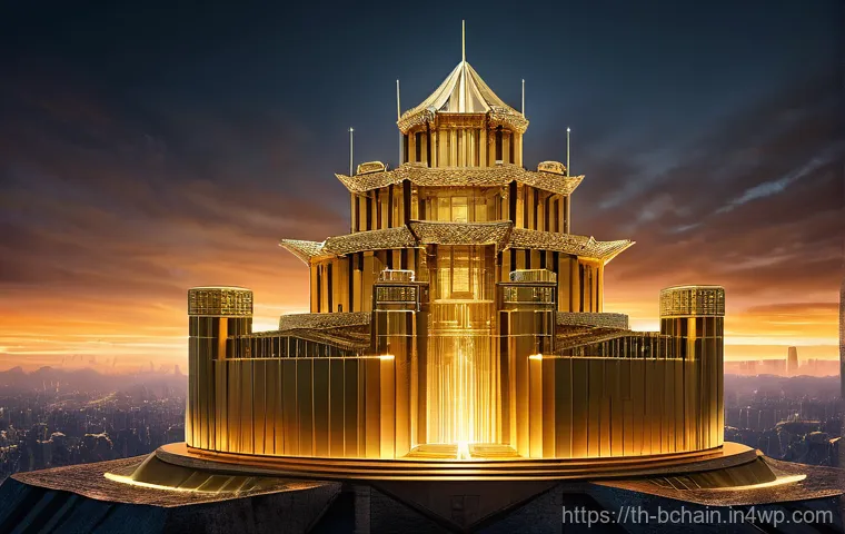 블록체인 프로토콜의 종류와 특징 - **Prompt for Bitcoin: "The Digital Gold Fortress"**
    "A majestic, highly secure digital fortress,...
