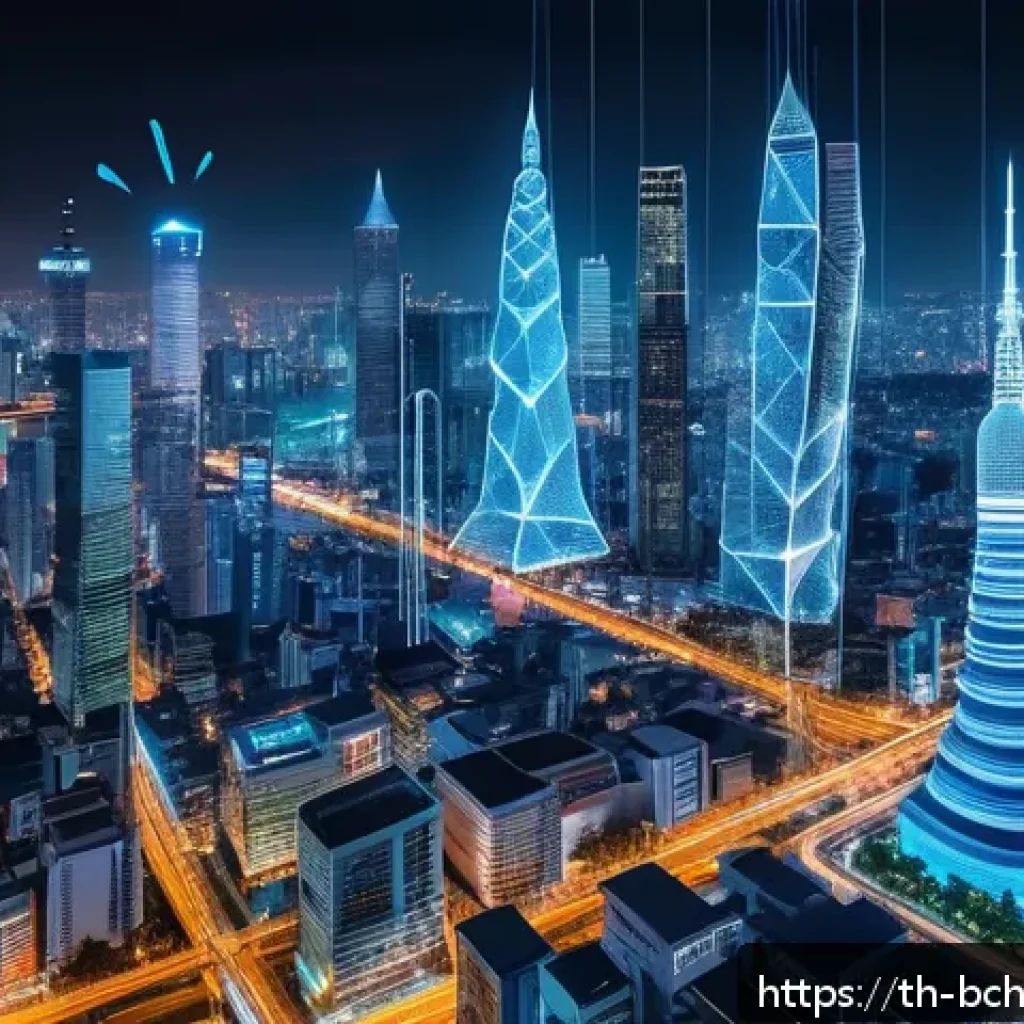 블록체인 개발에서의 데이터 시퀀스 - A high-tech blockchain network visualization showing interconnected nodes and data blocks arranged i...