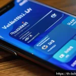Home 22 블록체인 개발을 위한 모바일 앱 제작 - A futuristic mobile app interface showcasing a blockchain wallet dashboard with real-time transactio...