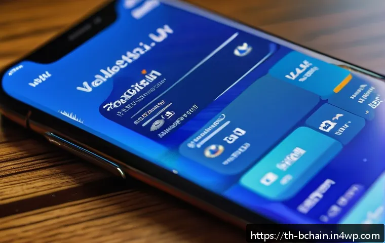 블록체인 개발을 위한 모바일 앱 제작 - A futuristic mobile app interface showcasing a blockchain wallet dashboard with real-time transactio...