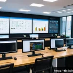 Home 21 블록체인 개발을 위한 Git 활용법 - A modern workspace showing a Thai blockchain development team collaborating on Git projects, with mu...