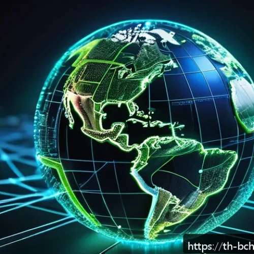 Home 30 블록체인에서 다루는 데이터 유형 - A futuristic global blockchain network visualization, showing numerous interconnected computer nodes...